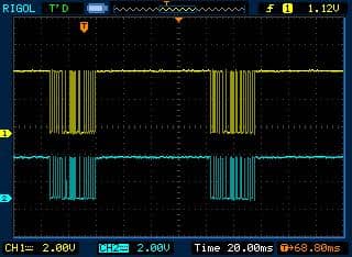 Transmitted and received signals