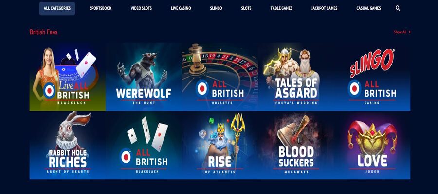 All British Casino games