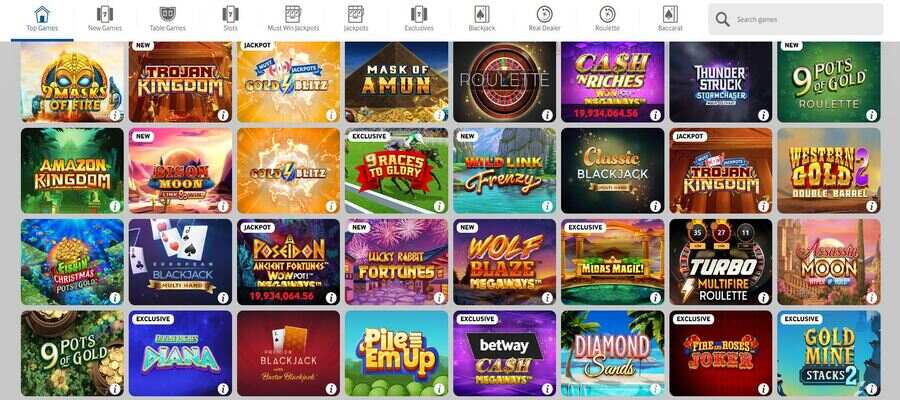 Betway Casino games