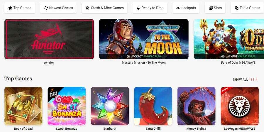 Casino games at LeoVegas
