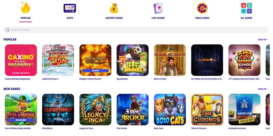 Caxino Casino lobby games