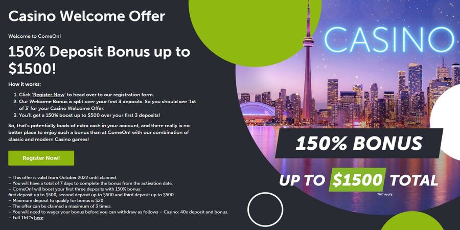 ComeOn casino welcome offer