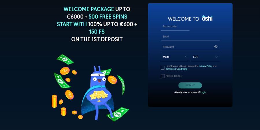 Oshi casino bonus code