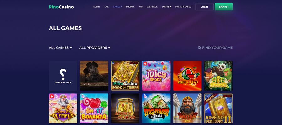 Pino Casino games lobby