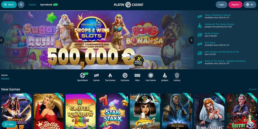 Platin Casino games lobby
