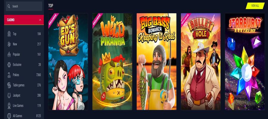 The games lobby at Rabona Casino