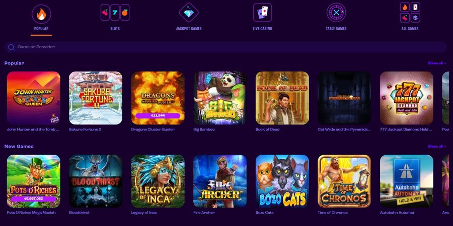 Wheelz online casino games