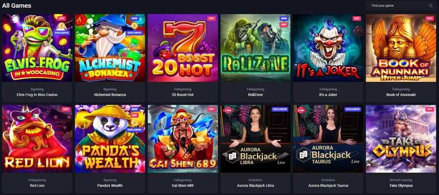 woo casino games