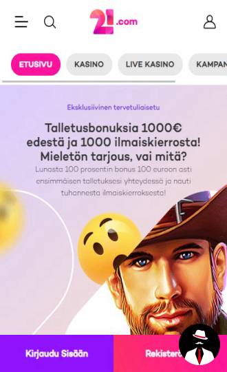 21 com casino bonus suomi
