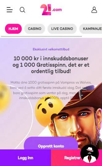 21com casino anmeldelse bonus no