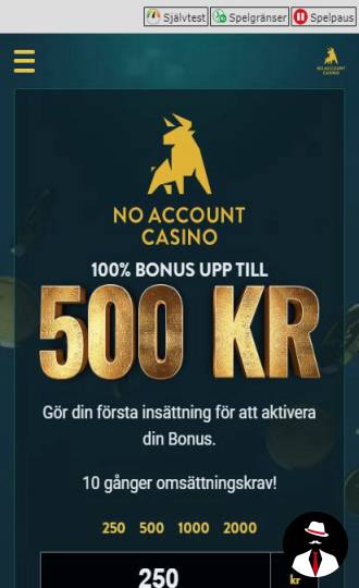 no account casino bonus sverige