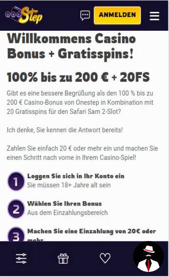 one step casino test bonus de