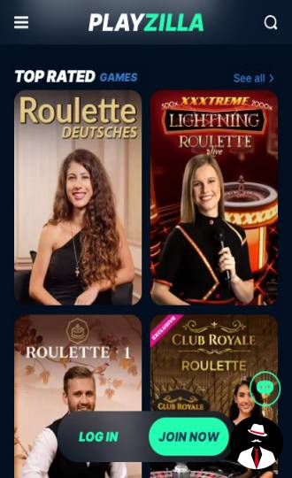 Playzilla Casino Online Interface