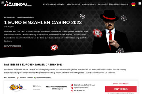 1 Euro einzahlen Casino 2023