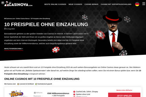 10 Freispiele ohne Einzahlung