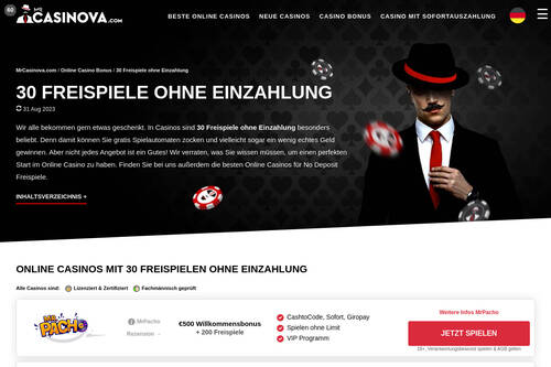 30 Freispiele ohne Einzahlung