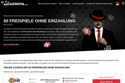 60 Freispiele ohne Einzahlung