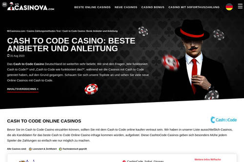 Cash to Code Casino: Beste Anbieter und Anleitung