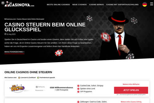 Casino Steuern beim Online Glücksspiel