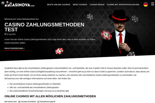 Casino Zahlungsmethoden Test