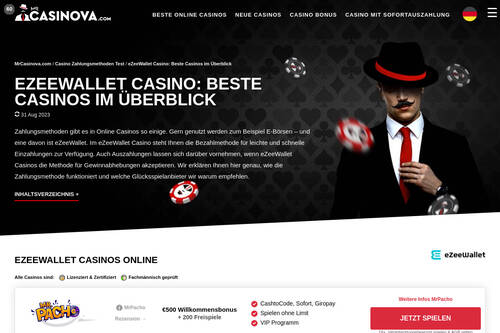 eZeeWallet Casino: Beste Casinos im Überblick