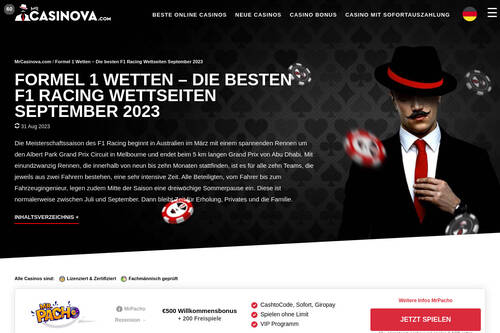 Formel 1 Wetten – Die besten F1 Racing Wettseiten September 2023