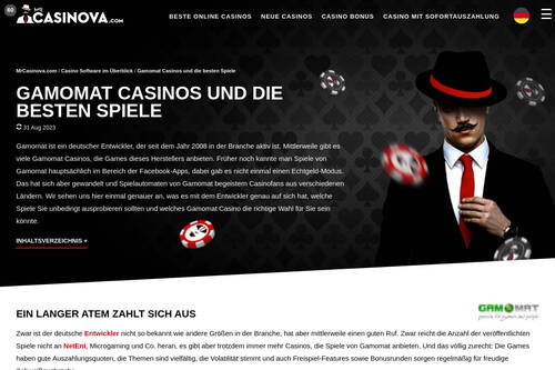 Gamomat Casinos und die besten Spiele