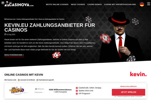 Kevin.eu Zahlungsanbieter für Casinos