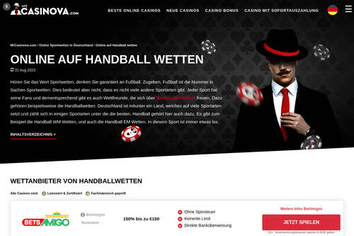 Online auf Handball wetten