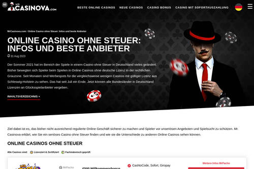 Online Casino ohne Steuer: Infos und beste Anbieter
