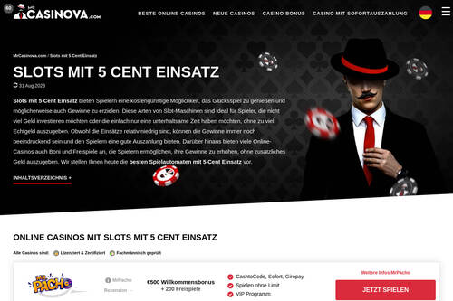 Slots mit 5 Cent Einsatz